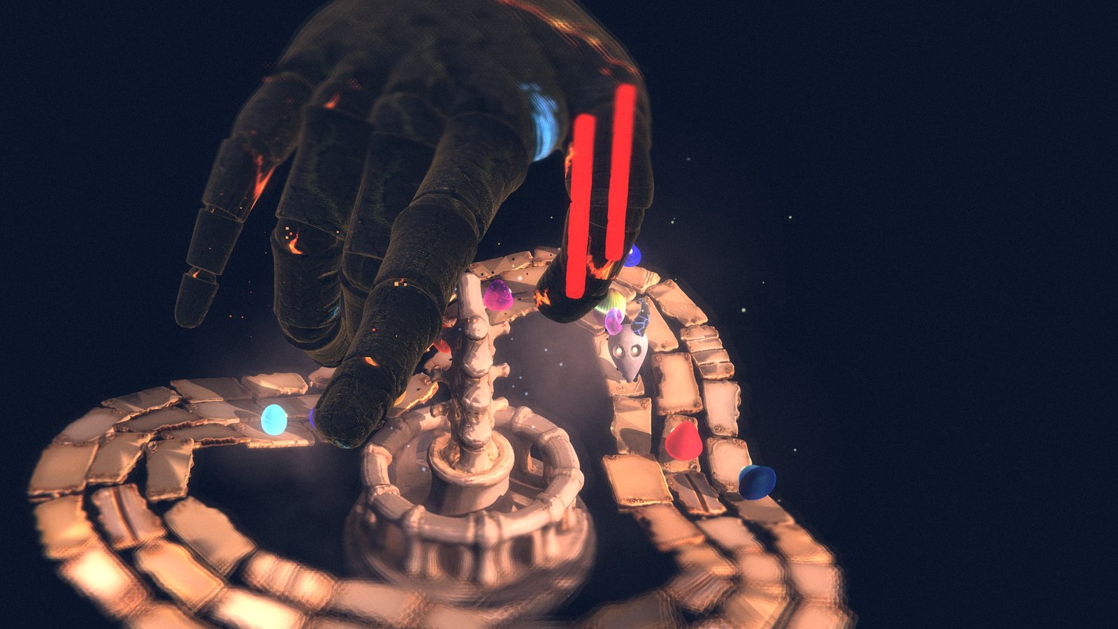 The keeper's hand over the Spine